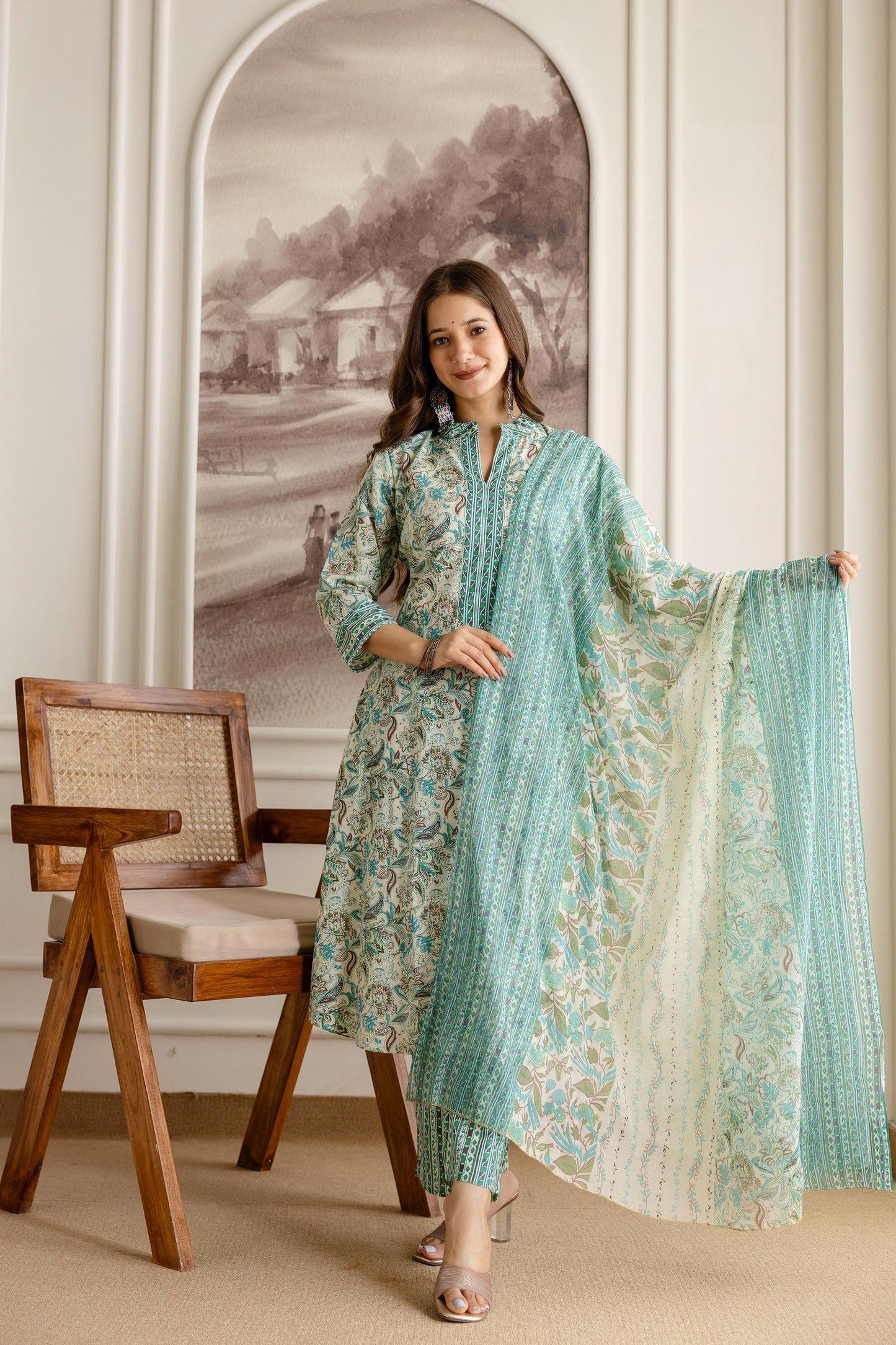 Beautiful Heavy Jaipuri  Printed Cotton Fabric TOP BOTTOM DUPATTA