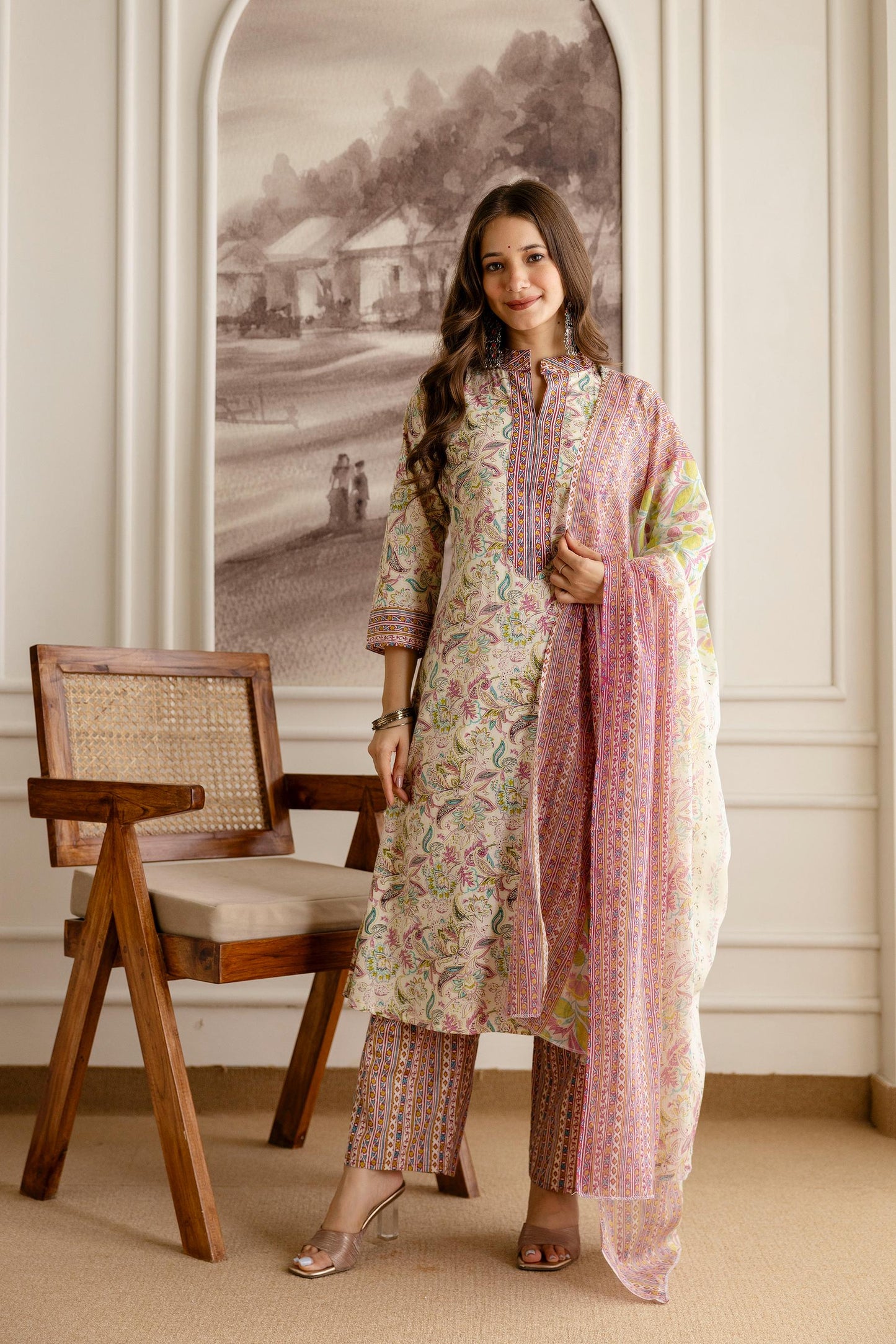 Beautiful Heavy Jaipuri  Printed Cotton Fabric TOP BOTTOM DUPATTA