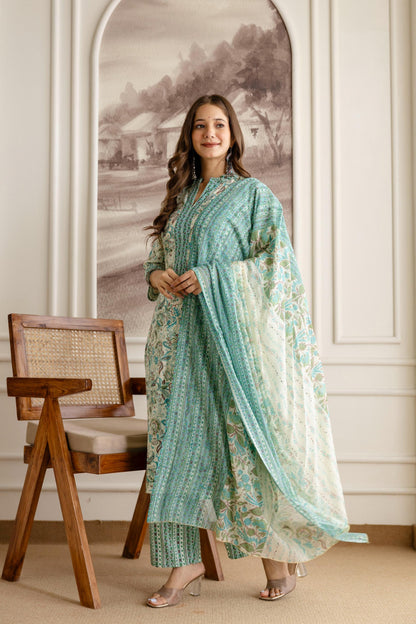 Beautiful Heavy Jaipuri  Printed Cotton Fabric TOP BOTTOM DUPATTA