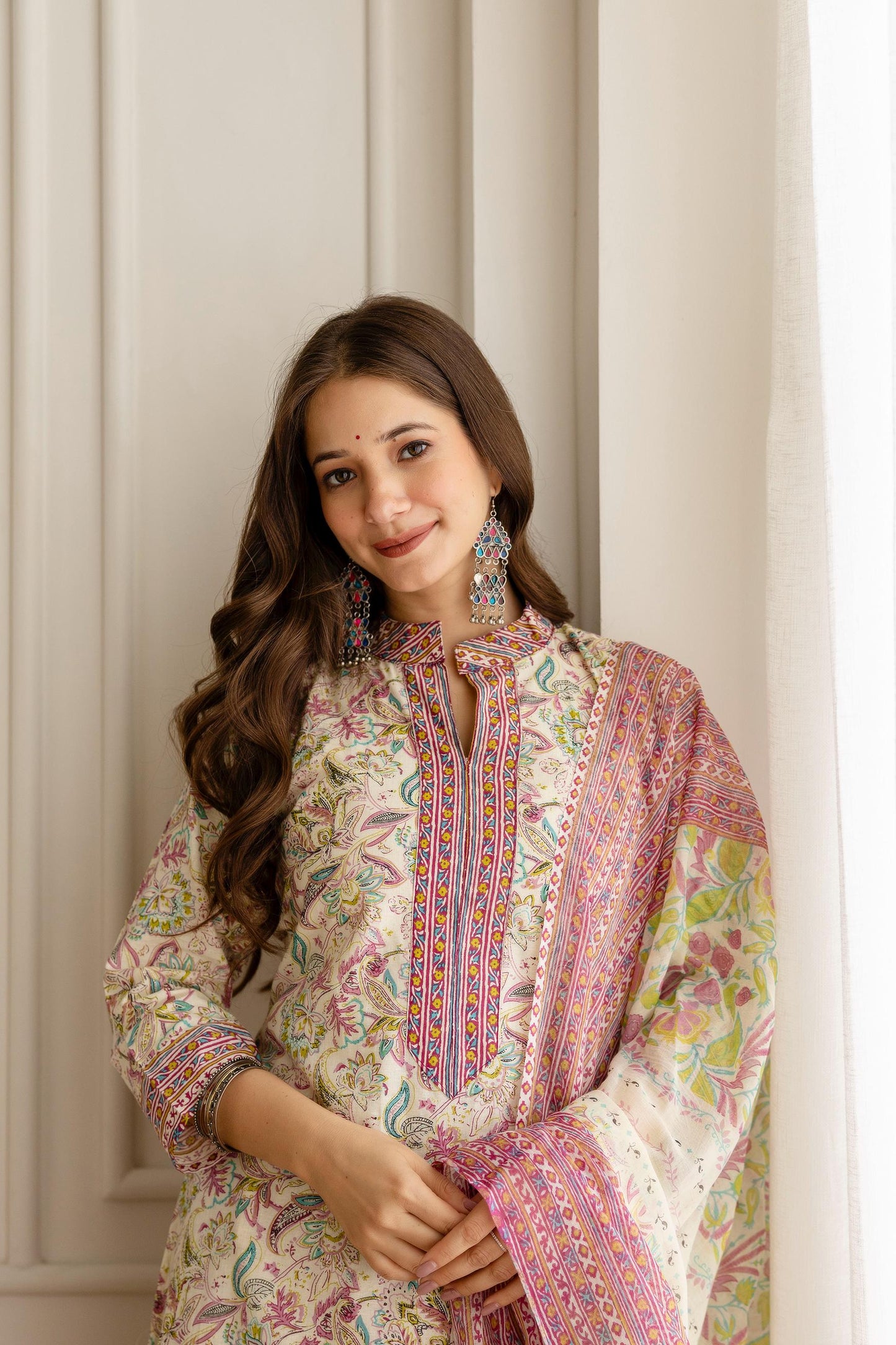 Beautiful Heavy Jaipuri  Printed Cotton Fabric TOP BOTTOM DUPATTA