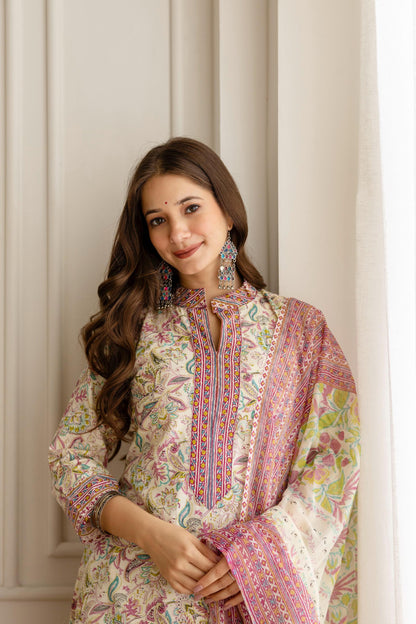 Beautiful Heavy Jaipuri  Printed Cotton Fabric TOP BOTTOM DUPATTA