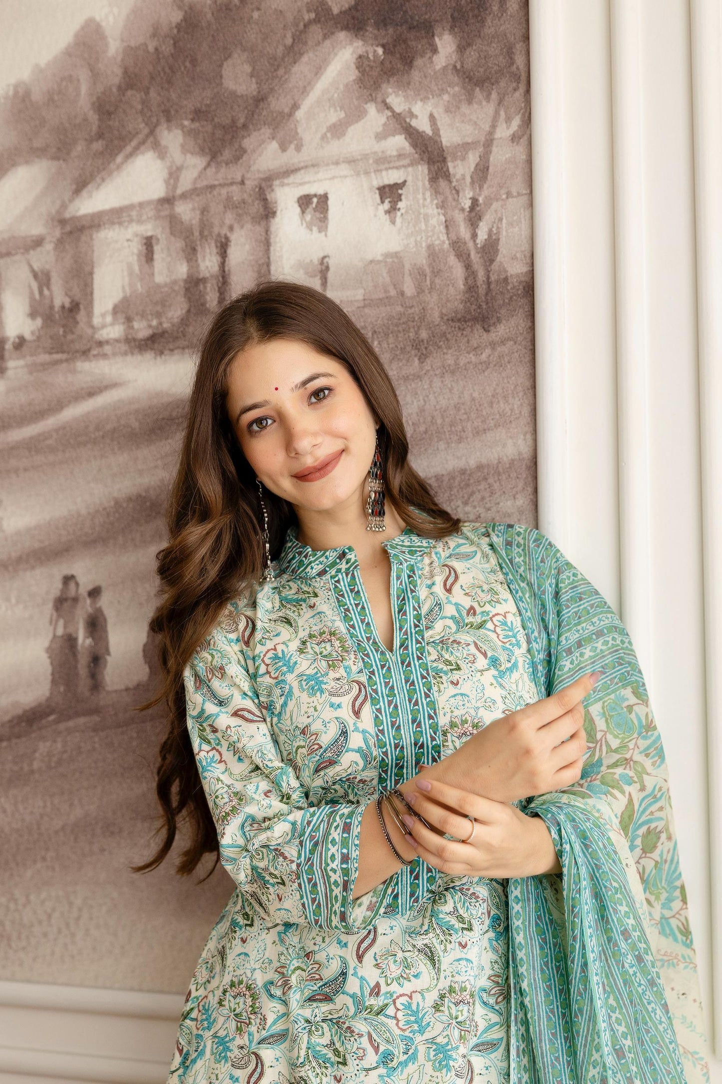 Beautiful Heavy Jaipuri  Printed Cotton Fabric TOP BOTTOM DUPATTA