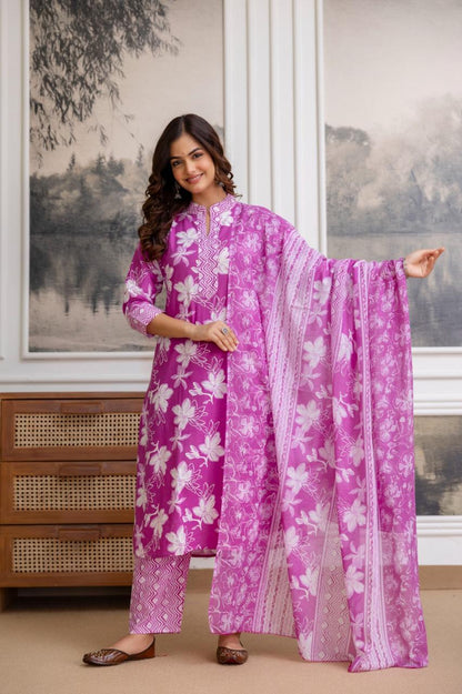 Beautiful Heavy Jaipuri  Printed Cotton Fabric TOP BOTTOM DUPATTA
