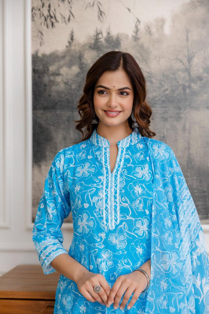 Beautiful Heavy Jaipuri  Printed Cotton Fabric TOP BOTTOM DUPATTA