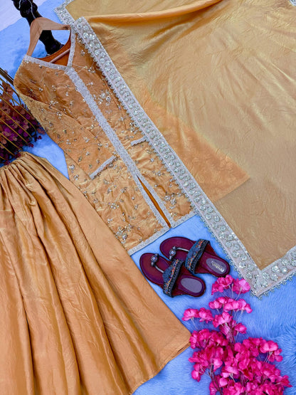Fendi Silk Designer Top Plazzo & Dupatta Set