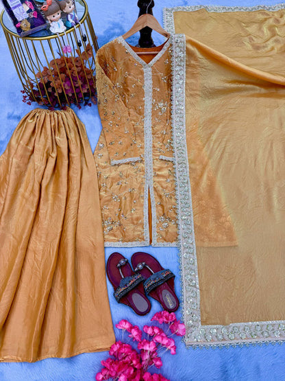 Fendi Silk Designer Top Plazzo & Dupatta Set