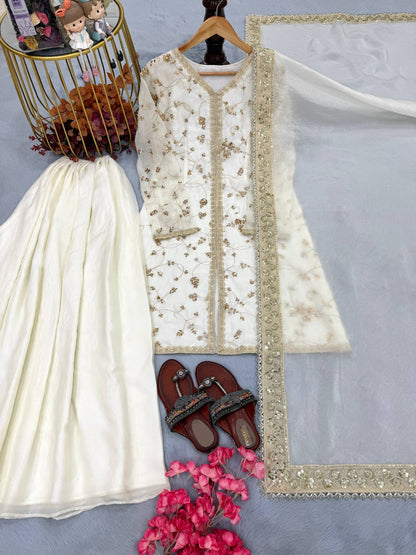 Fendi Silk Designer Top Plazzo & Dupatta Set