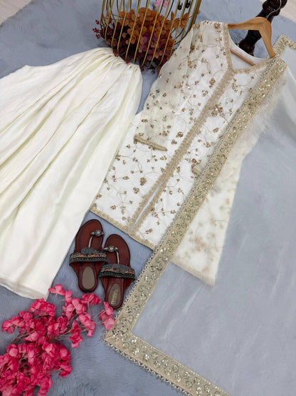 Fendi Silk Designer Top Plazzo & Dupatta Set