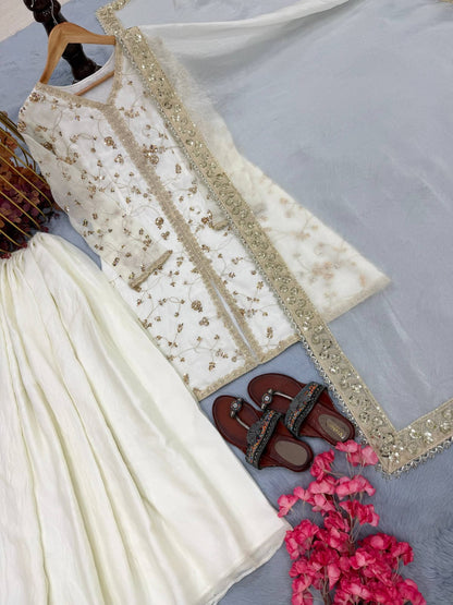 Fendi Silk Designer Top Plazzo & Dupatta Set