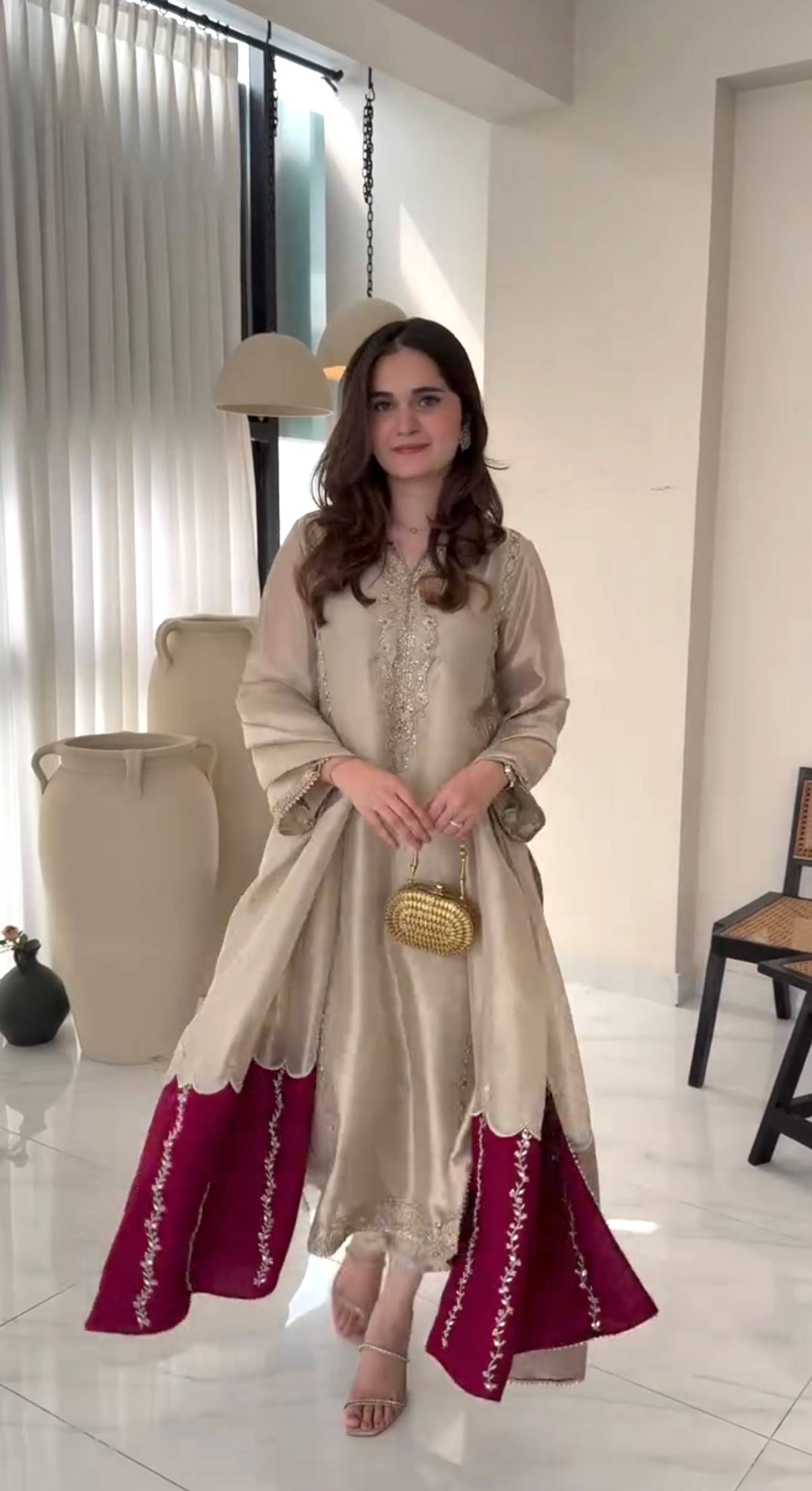 Designer Party Wear Look Pure Gmy Silk Top Plazzo & Dupatta Set