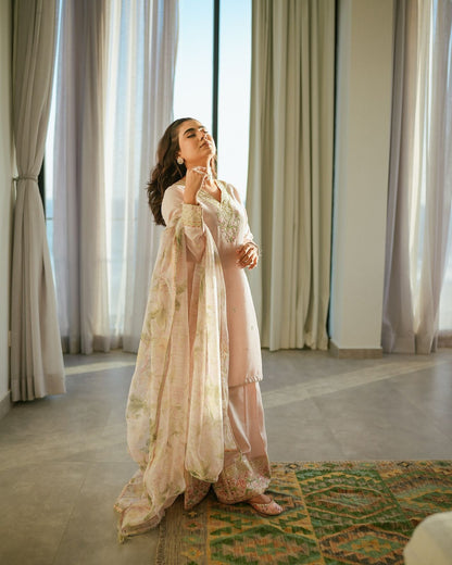 Party Wear Look Pur Natural Crepe Top & Palazzo With Dupatta set