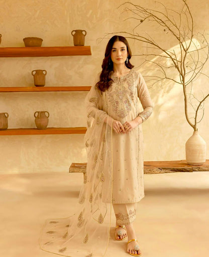 Party Wear Look Heavy Roman silk Top Bottom & Dupatta Set