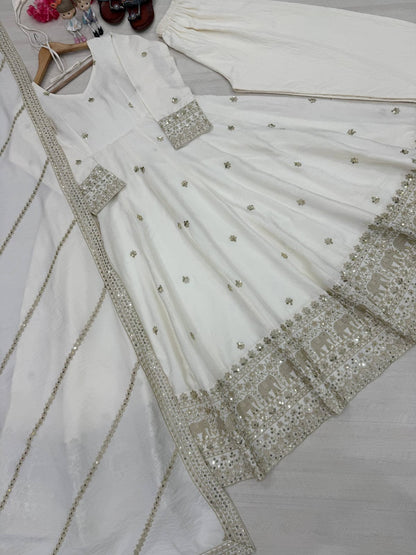 Designer Party Wear Look Fancy Anarkali Gown,Dupatta & Bottom Set