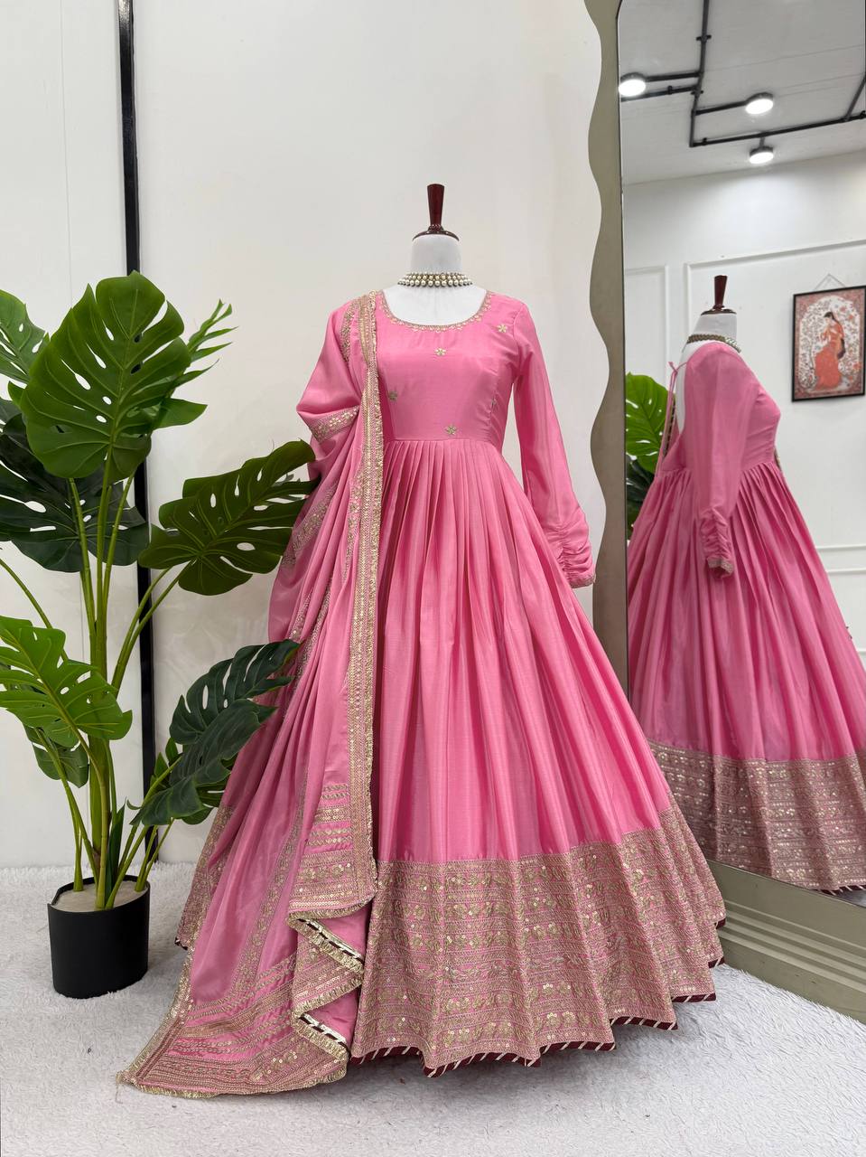 Designer Party Wear Anarkali Gown With Dupatta set