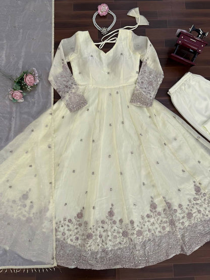 Fandy Silk Party Wear Anarkali Gown with Dupatta