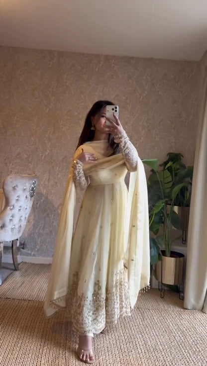 Fandy Silk Party Wear Anarkali Gown with Dupatta