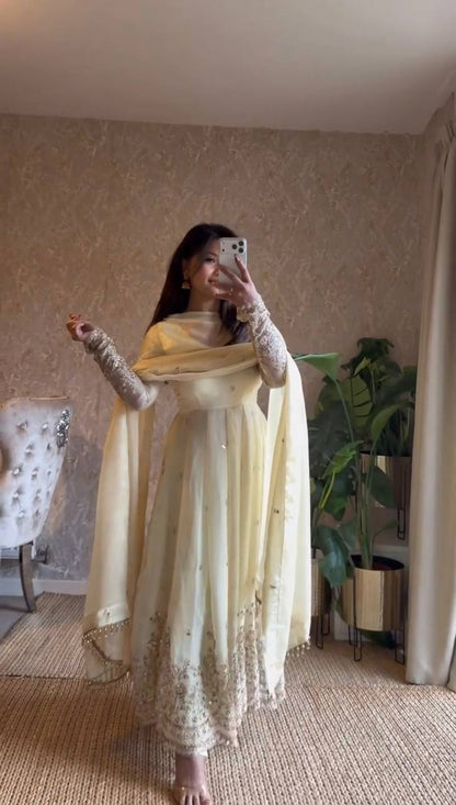 Fandy Silk Party Wear Anarkali Gown with Dupatta