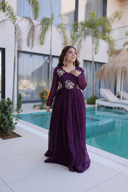 Purple Colour Designer Anarkali Gown