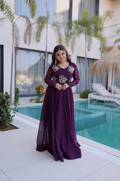 Purple Colour Designer Anarkali Gown