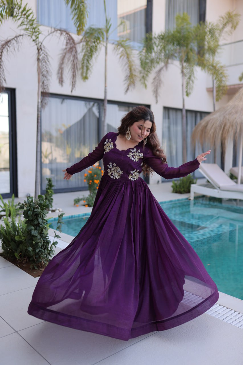 Purple Colour Designer Anarkali Gown