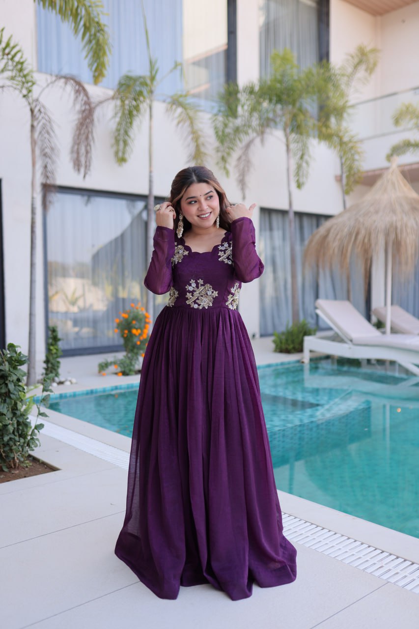 Purple Colour Designer Anarkali Gown