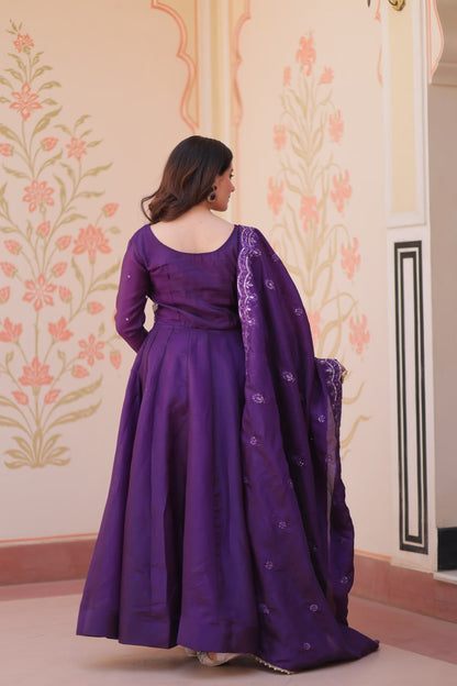 Purple Colour Designer Anarkali Gown with Dupatta