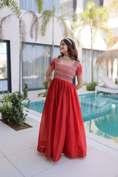 Fenta Colour Designer Anarkali Gown with Dupatta