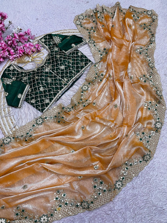Fendy Satin Silk Designer Party Wear Saree with Readymade Blouse