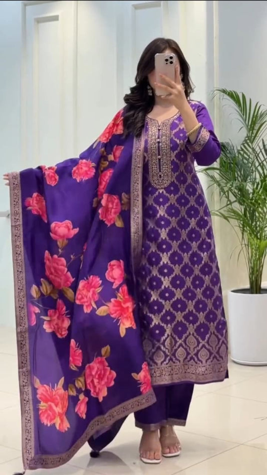 Banarasi Silk Kurti Pent With Dupatta