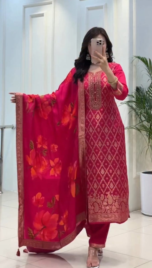 Banarasi Silk Kurti Pent With Dupatta