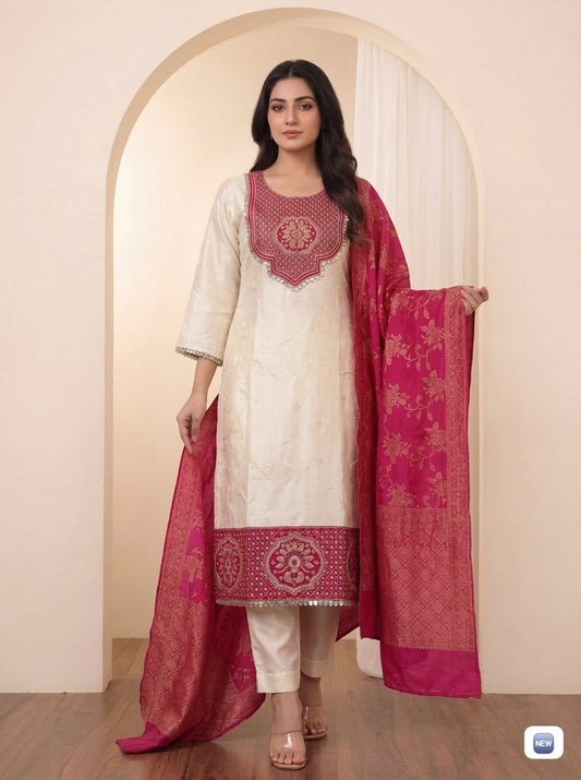 BANARASI WIVING KURTI PENT WITH DUPATTA
