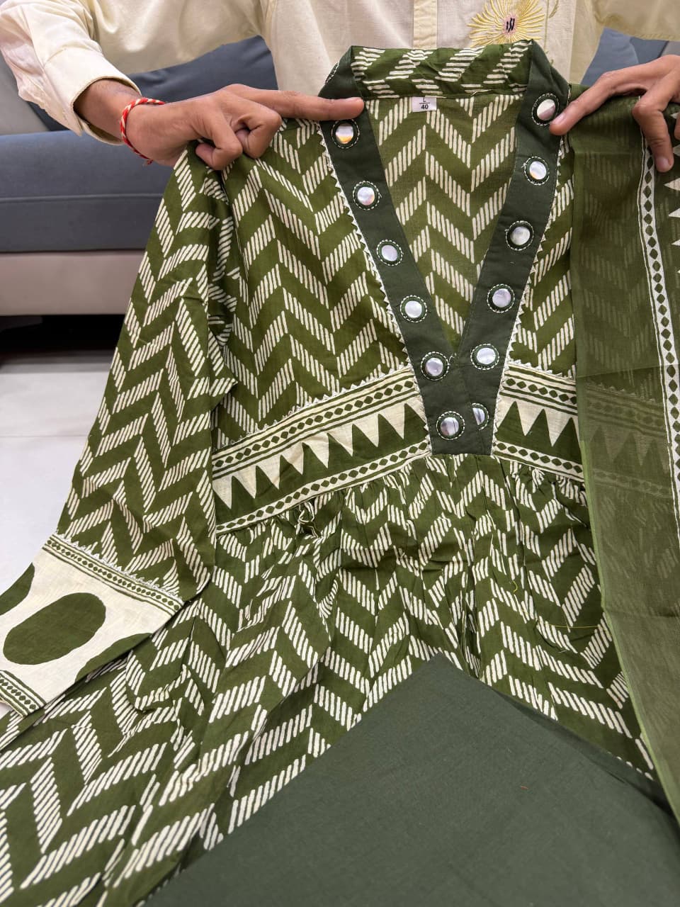 Cotton Anarkali Gown Pant with Dupatta