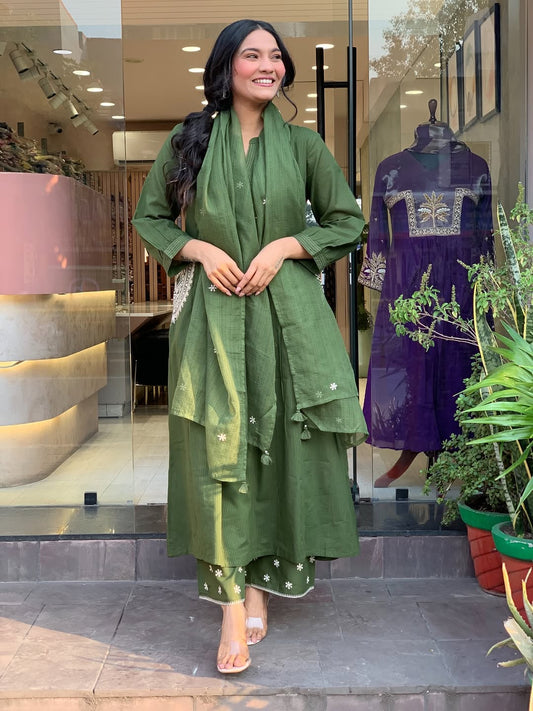 Anarkali Kurti Pant Dupatta With 2 side Pockets