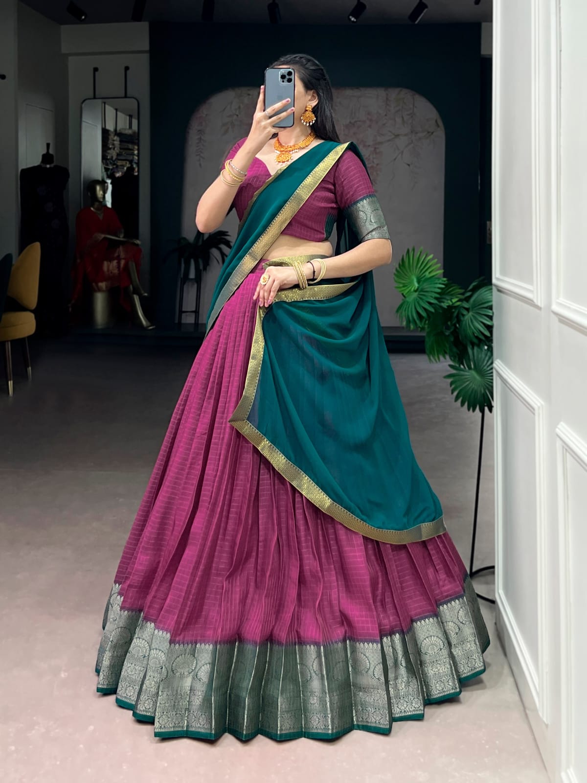 Zari Weaving Lehenga choli With Dupatta
