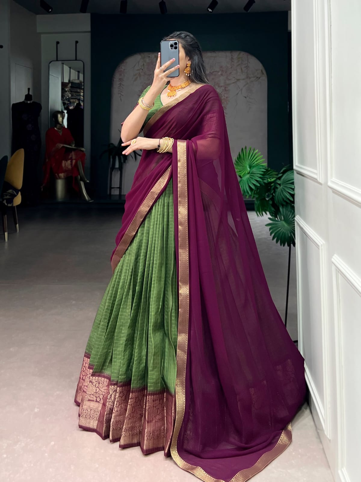 Zari Weaving Lehenga choli With Dupatta