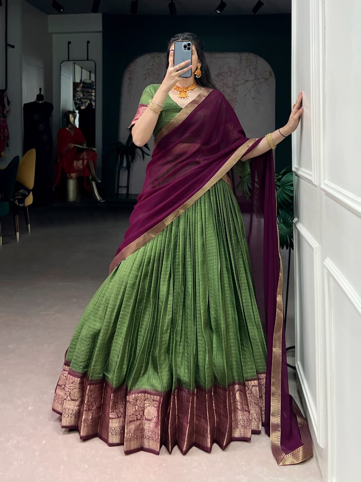 Zari Weaving Lehenga choli With Dupatta
