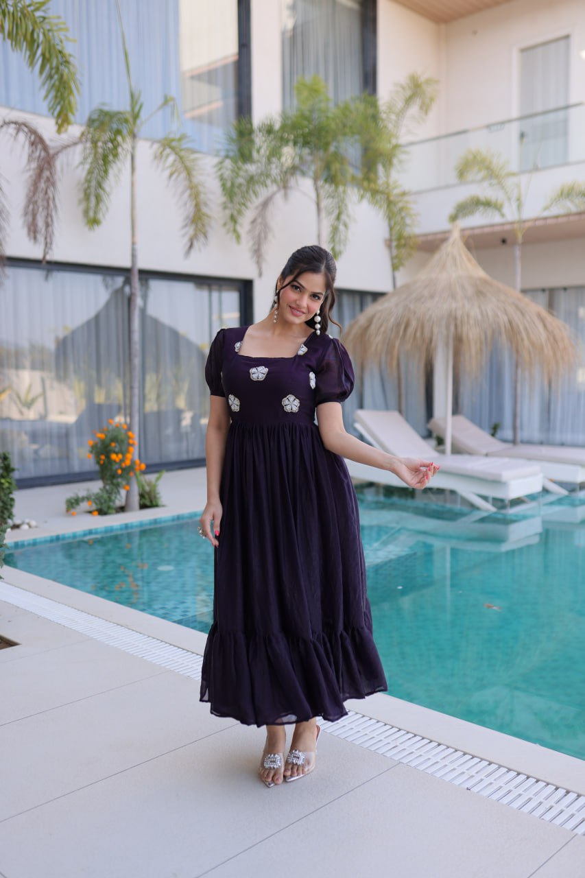 Fendi Silk Dark Purple Colour Gown