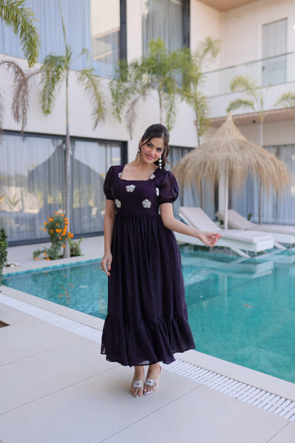 Fendi Silk Dark Purple Colour Gown