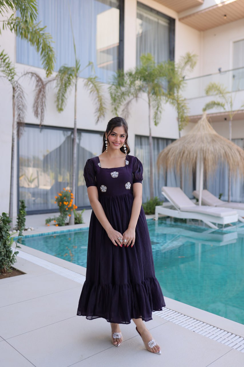 Fendi Silk Dark Purple Colour Gown