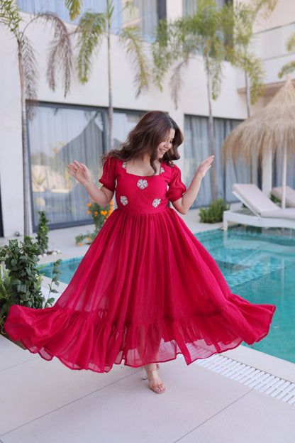 Fendi Silk Rani Pink Colour Gown