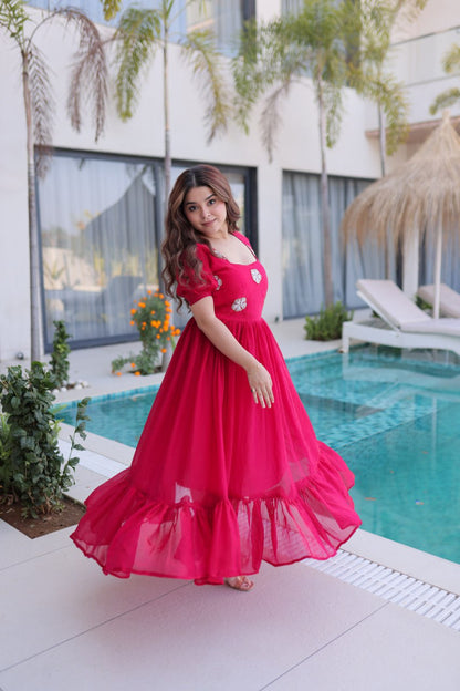 Fendi Silk Rani Pink Colour Gown