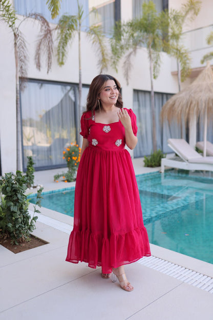 Fendi Silk Rani Pink Colour Gown