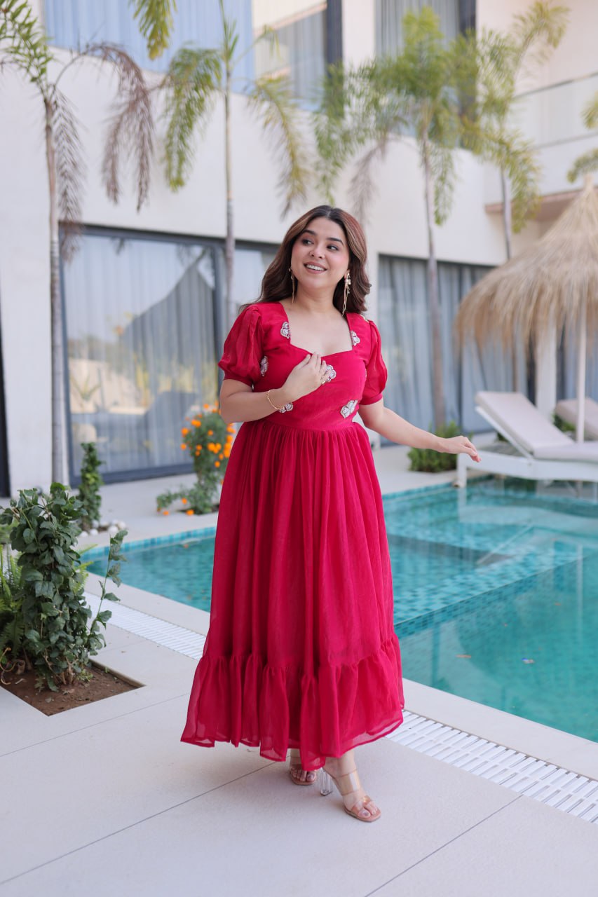 Fendi Silk Rani Pink Colour Gown