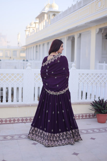 Purple Colour Designer Wedding Lehenga Choli With Dupatta