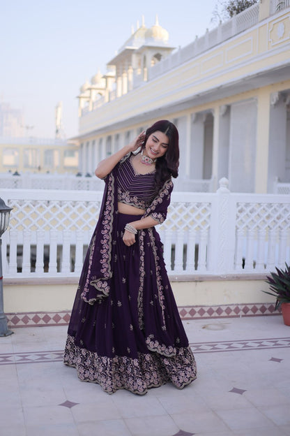 Purple Colour Designer Wedding Lehenga Choli With Dupatta
