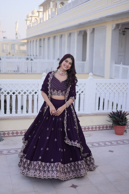 Purple Colour Designer Wedding Lehenga Choli With Dupatta