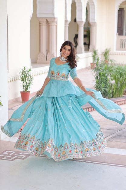 Premium Designer Sequins Embroidered Readymade Lehenga choli Set