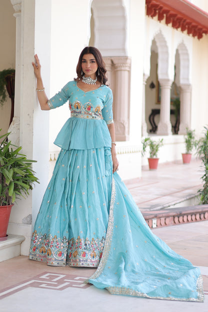 Premium Designer Sequins Embroidered Readymade Lehenga choli Set