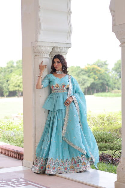 Premium Designer Sequins Embroidered Readymade Lehenga choli Set