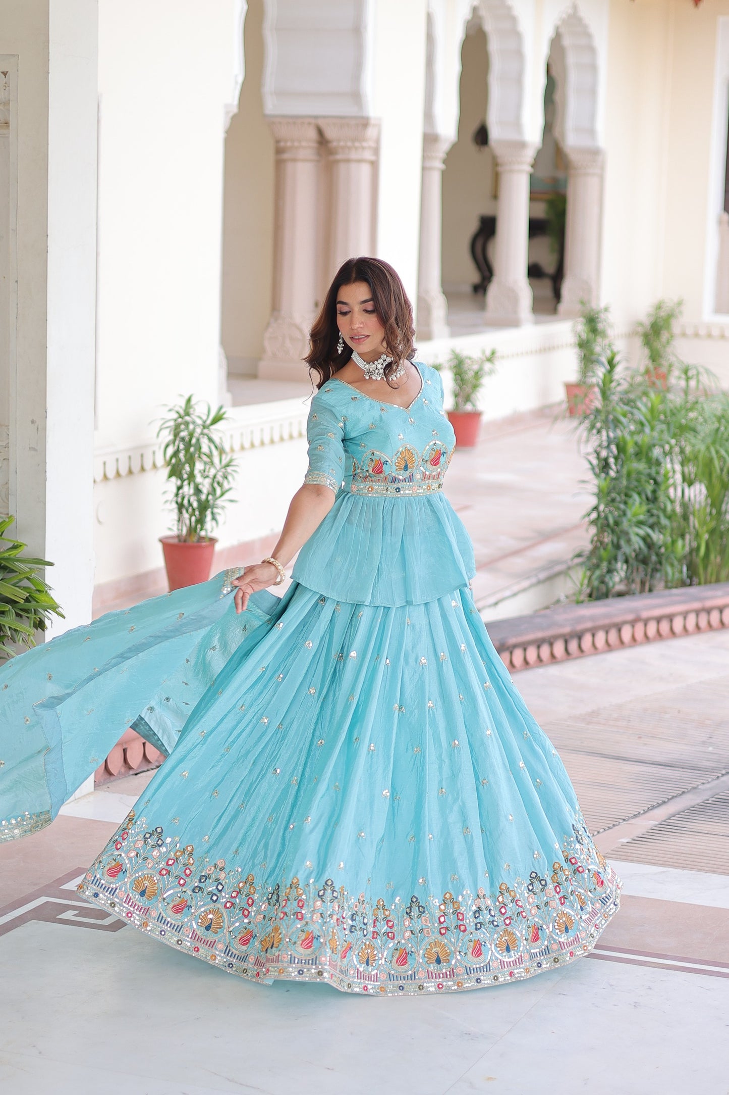 Premium Designer Sequins Embroidered Readymade Lehenga choli Set